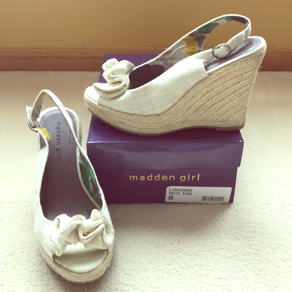 Madden Girl Cream Sling-Back Espadrilles
